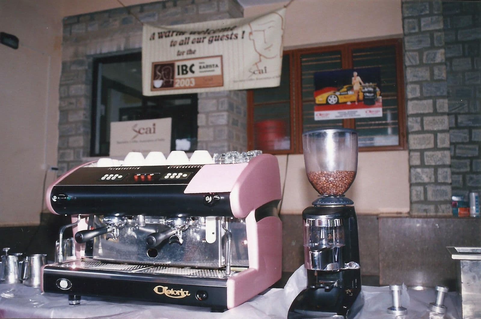 Espresso machine and grinder set up for the championship