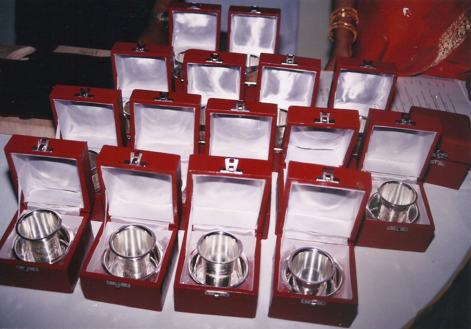 Trophies lined up for the championship winners
